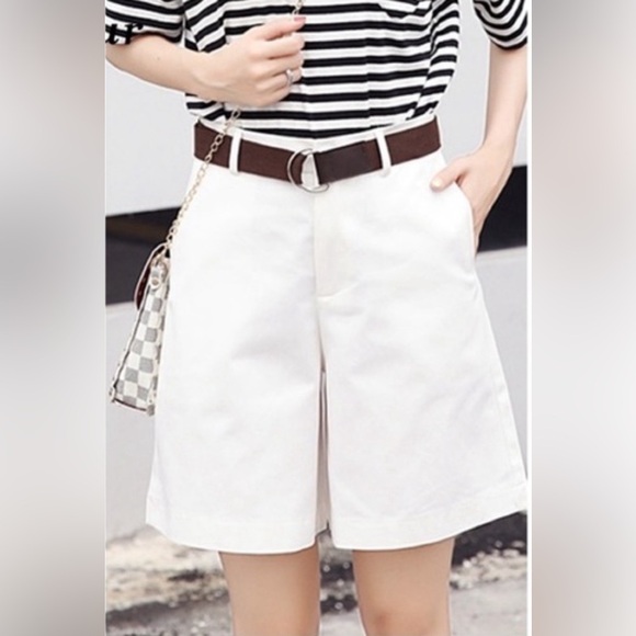 Rosie Assoulin White Wide leg Bermuda Culottes gaucho oversized shorts 10 Flared